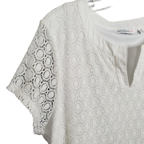 Isaac Mizrahi Live Size XL Dress Knit Lace Medallion Overlay Lined Knee Length - Picture 9 of 10